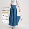 Baleno American Retro Washed Denim A-Line Midi Skirt