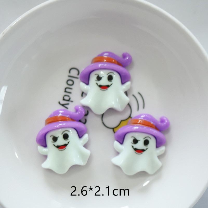10Pcs Resin Colorful Kawaii Eye Bat Pumpkin owl Ghost Skull Figurines Flatback Stone DIY Bow Halloween Decor Scrapbook Crafts