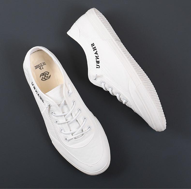 2025 Summer Men's Breathable Canvas Shoes - Korean Style Versatile Casual White Sneakers