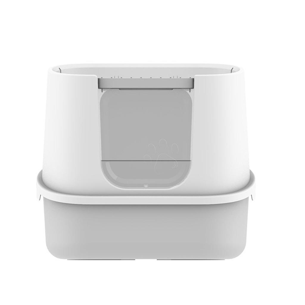 Large Cat Toilet Split Litter Box Tray Fully Enclosed Activated Carbon Deodorization Greyish White
