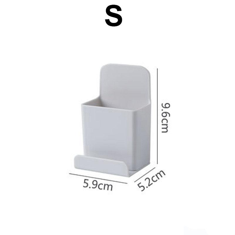 

Wall-Mounted Remote Control Organizer with Phone Holder Multi-Purpose Plastic Storage Rack for TV Remotes for Home Organizer
