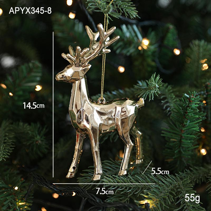 2025 Christmas Tree Ornaments Gold Plastic Elk Unicorn Angel Snowflake Hanging Pendants 2026 New Year Home Decoration Kids Gift