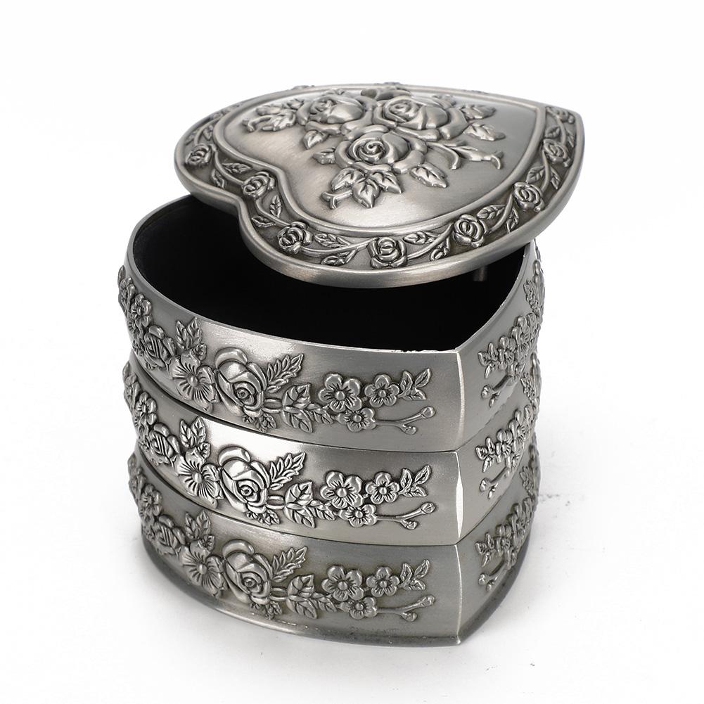 Household European Retro Decorative Heart shaped Jewelry Box Jewelry Container(3 Layers)