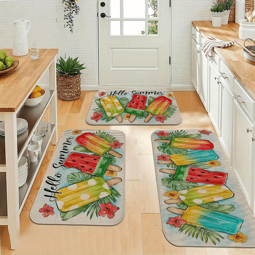 1 Stück Bodenmatte mit Landhausdekor-Muster, moderner Küchenteppich aus Polyester, rutschfest, bunt, für den Innenbereich, für Zuhause, Badezimmer, Schlafzimmer, Wohnzimmer