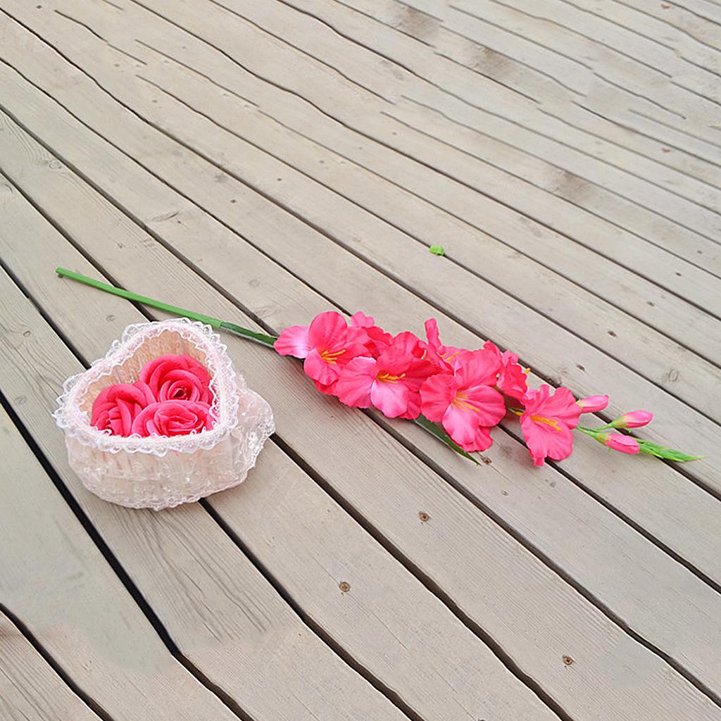 Home Decor Artificial Gladiolus Flower Yellow Silk Lifelike Fake Flower for Wedding Table Arrangement Centerpiece