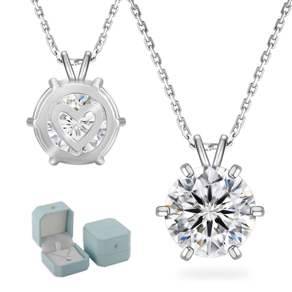 Moissanite 925 Single Diamond Moissanite Pendant 6 White Gold Adjustable Popular for Gift KRKC&CO Women's Necklace, Silver, Necklace, Top, Prongs,