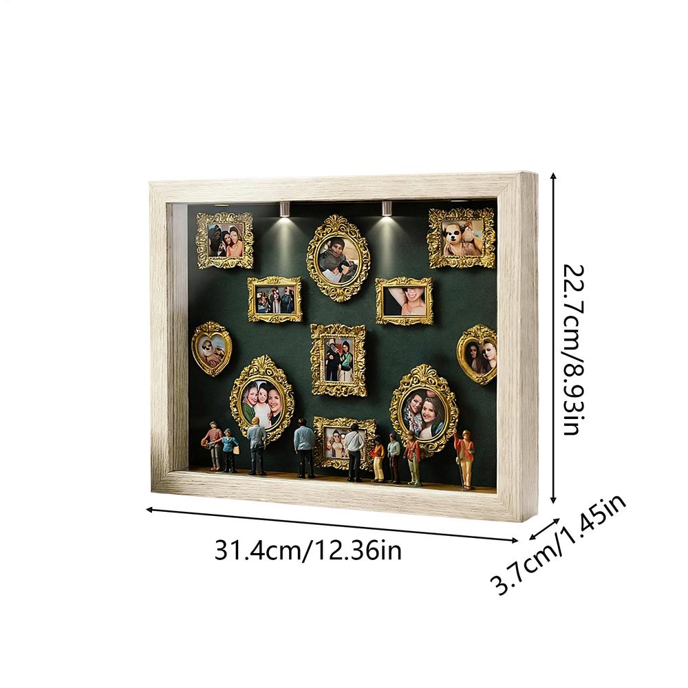 DIY Mini Museum Silhouette Box Creative Memory Display Kit With Mini Figurines Gold Frames For Wedding Valentine's Day Gifts