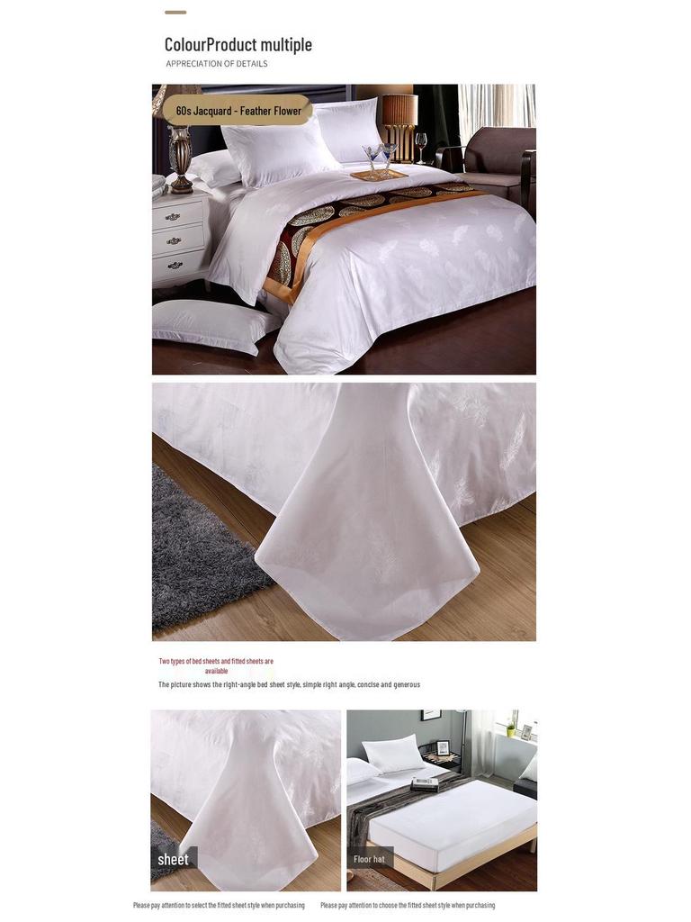 G5Z60 Pure Cotton Hotel Bedding Set - 3 or 4 Pieces (Duvet Cover, Bed Sheet, Fitted Sheet)