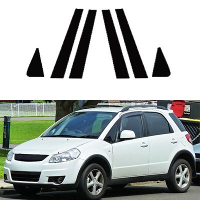 Fit For Suzuki SX4 Hatchback 2006 2007 2008-2013 Glossy Black Door Window Pillar Posts Trim Cover Sticker Exterior Decal
