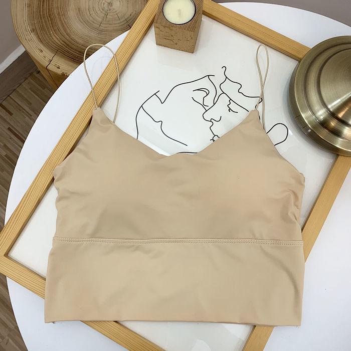 Nahtloses Damen-Tanktop aus Eis-Seide mit Brustpolstern - Bandeau im koreanischen Stil