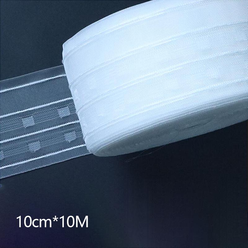 10/20M Curtain Heading Tape Rod Pocket Transparent Curtain Accessories Diy Pleated Folds Pull Ribbon Nylon Curtain Install Tape