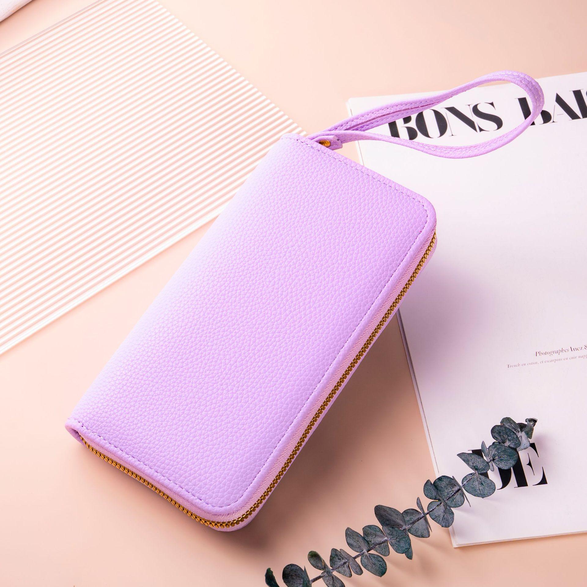 

Многофункциональный кошелек на молнии, кошелек для монет, длинный кошелек, клатч, кошелек фиолетовый