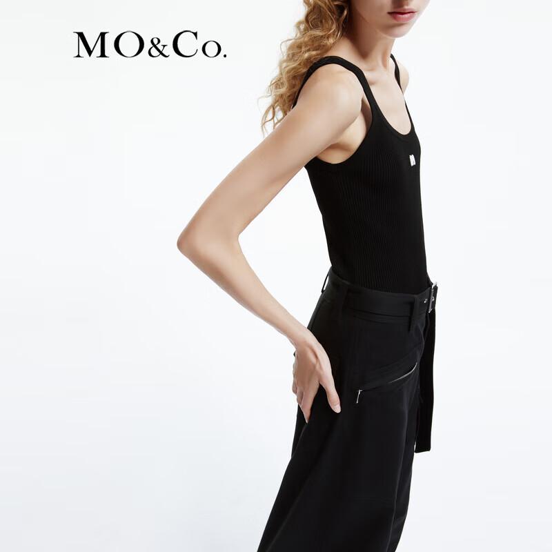 MO&Co. Ribbed Letter Embroidery Strap Vest