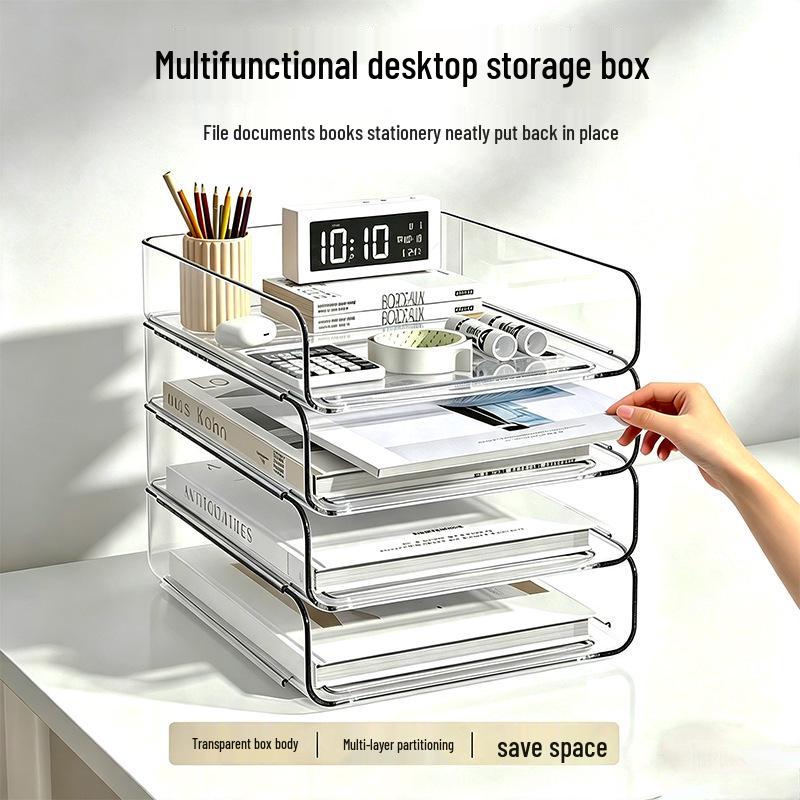 Clear Drawer Desktop Organizer - Multi-Functional Storage for Office and Documents