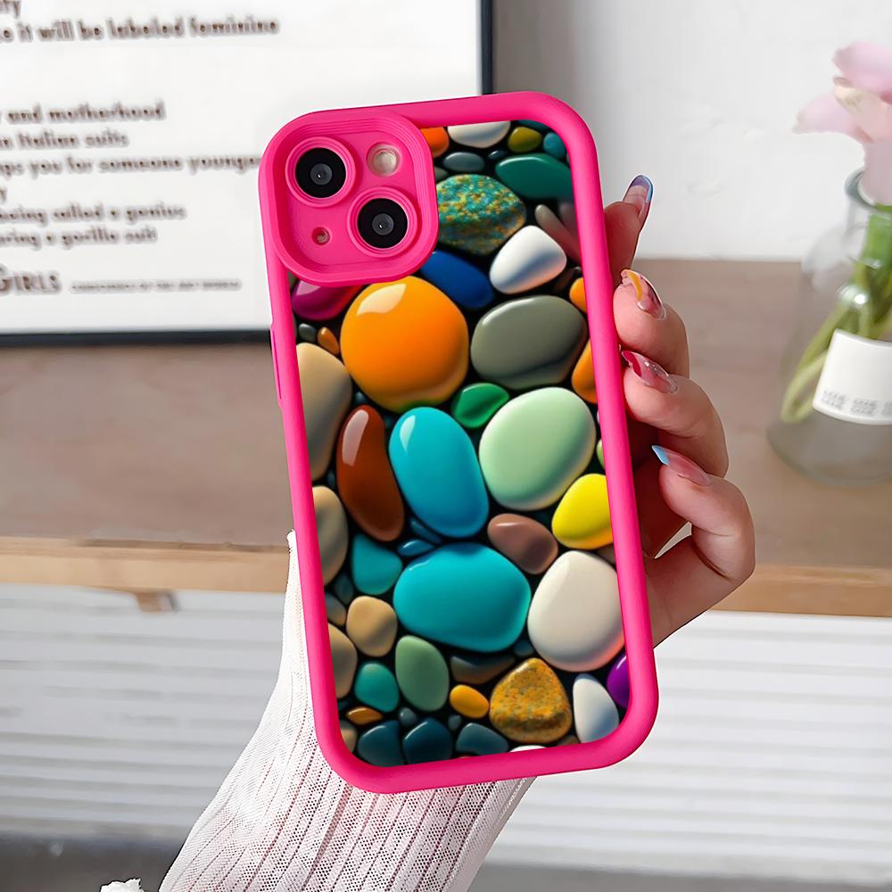 Aesthetic Stones Mobile Phone Case for iPhone 17 16 15 14 13 12 11 Air Pro Max Plus Thicken TPU Colorful Cover Luxury Cellphones