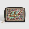 Bohemian Style PU Zipper Card Holder & Coin Purse with Butterfly and Flower Design