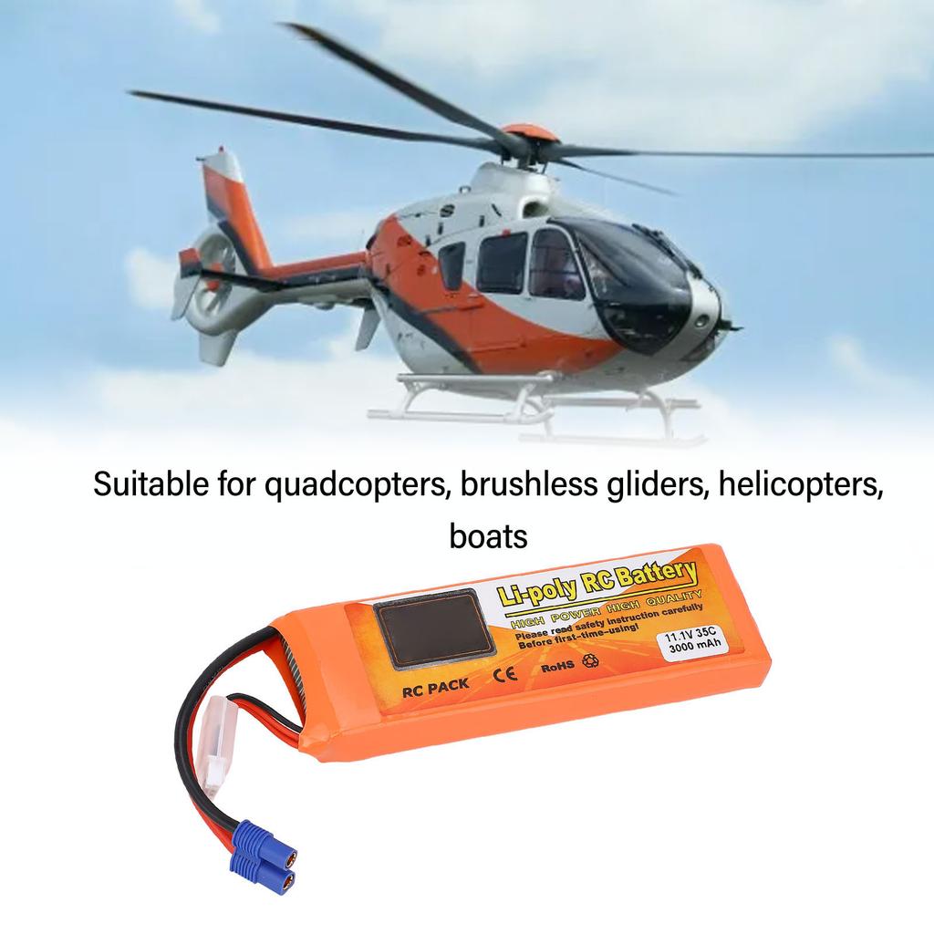 3000mAh LiPo Battery 11.1V 35C Replacement Quadcopter Battery with EC3 Plug for Speedboat Airplane
