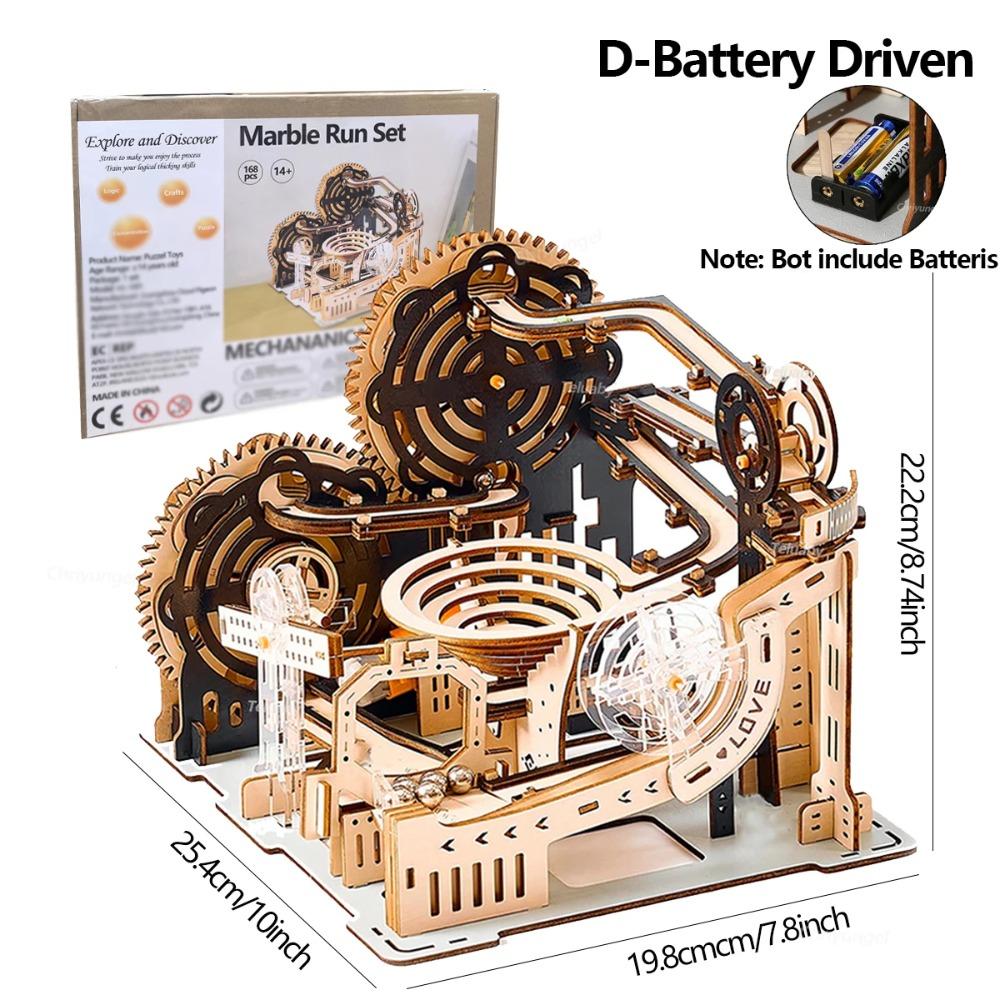 3D Wooden Puzzle DIY Marble Run Building Model Kit STEM Educational Construction Toys for Kids Adults Teens Boys Girls Gifts