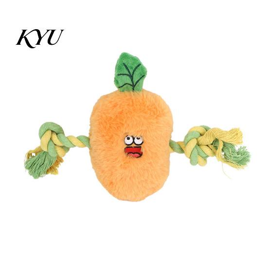 Puppy Training Toy Stuffed Vegetable Dog Toy, Interactive Squeaky Chew Plush Carrot Eggplant Dental Cleaning Green Pepper with Rope Arm for