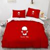 Love Duvet Cover Queen Heart Shaped Bedding Sets White Romance Polyester Comforter Cover for Women Men Boys Girls Teen King Size