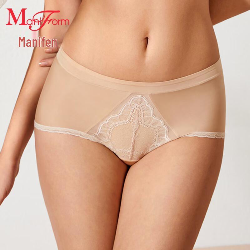 

Женские кружевные трусы-слипы со средней посадкой и хлопковой ластовицей XL 170/105