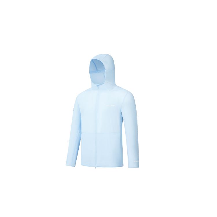 Saucony Solid Color Zip-Up Hooded Jacket Men Jackets Light-Blue SC2239022-2