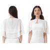 Women Elegant Pure Color Chiffon Shawl Cape Ruffle 2-Layer Chiffon Wraps Bolero Dress Accessory for Party Wedding