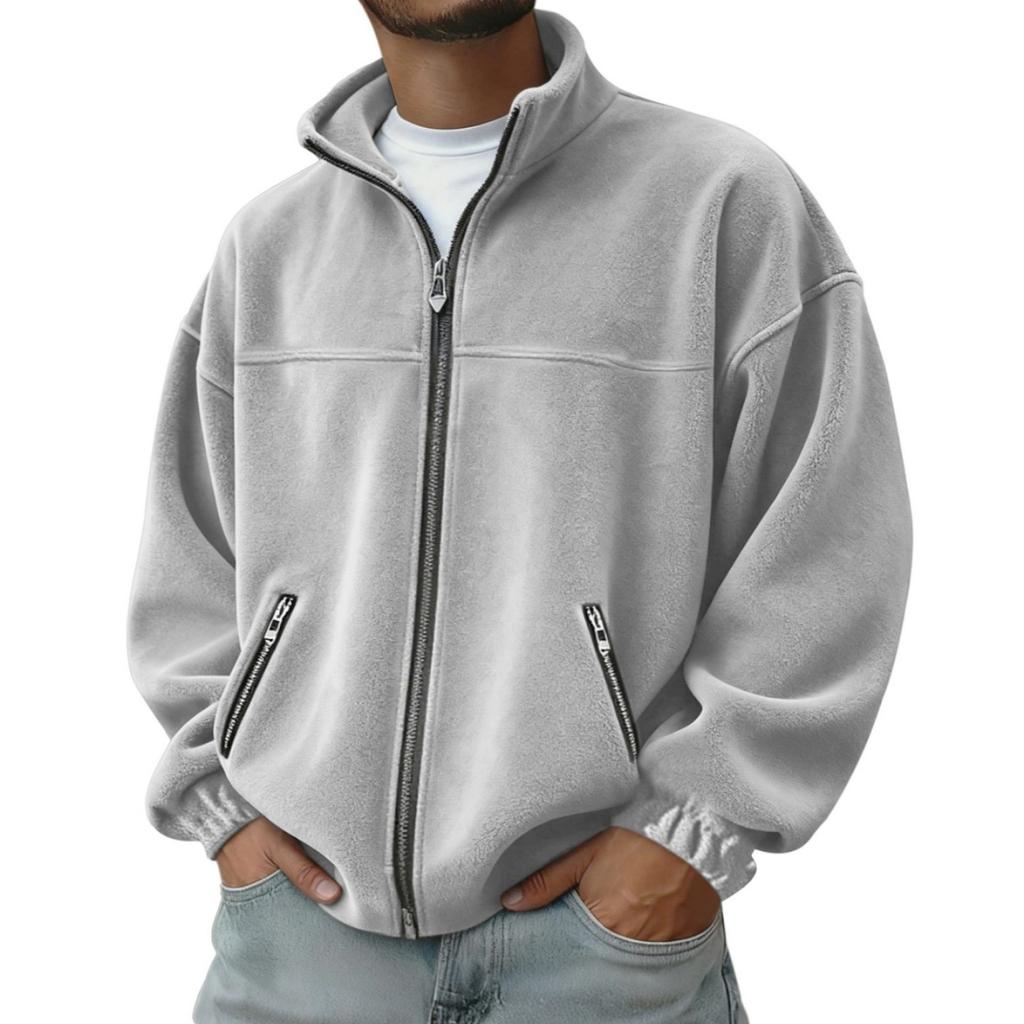 Men's Stand Collar Zip Up Hoodie Full Zip Casual Sweatshirt for Everyday Wear