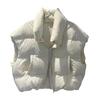 Women Down Vest Stand Collar Sleeveless Zipper Closure Winter Waistcoat with Pockets Solid Color Casual Loose Fit Short Jacket