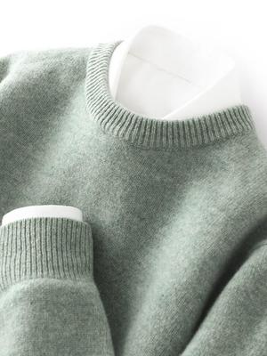 Vielseitiger Herren Rundhals Wollpullover 2024 - Junger Sieben-Nadel-Doppelfaden Grobstrick für Herbst & Winter