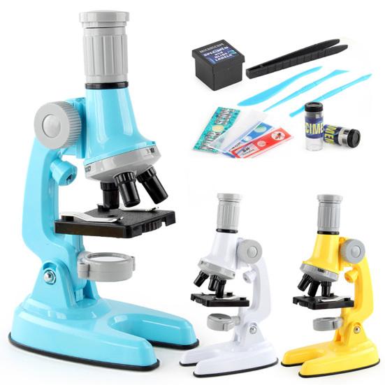 1 Set Adjustable Focus LED Fill Light Optical PMMA Lens High Multiple Student Microscope 100X/600X/1200X Handheld Optical Microscope Kit Laboratory