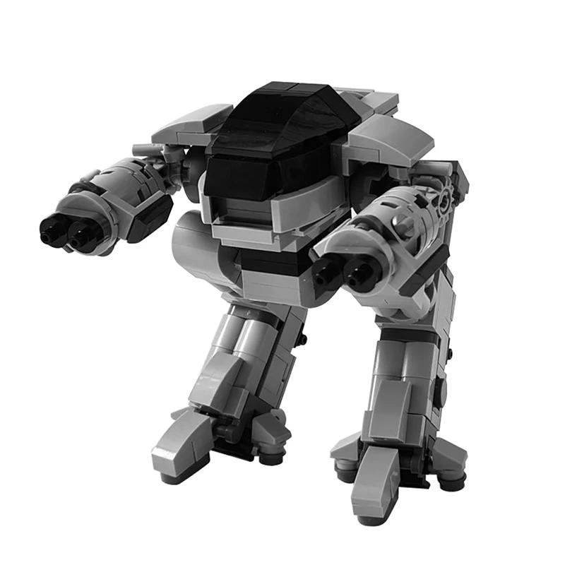 MOC Stadt Mechanischer Kriegspolizei RoboCops Zukünftiger Militärischer Bewaffneter Roboter ED-209 Bausteine black