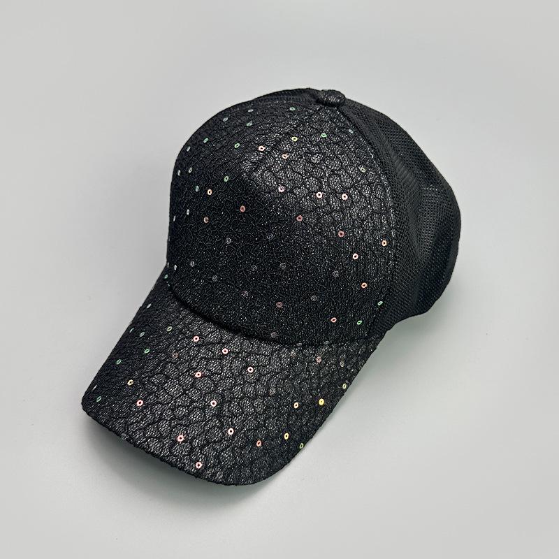 Sequins Solid Color Baseball Cap Ladies Mesh Shade Outdoor Leisure Travel Fashion Network Hat