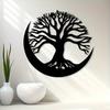 Metal Wall Art Tree of Life Moon Phases Rustproof Iron Mural Decor Gift Astronomy Nature