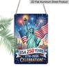 2D Flat Decoration Aluminum Sign 7.87*11.8 Inch Plaque US 250th Founding Anniversary Patriotic- Festive Statue of Liberty with Flag and Fireworks