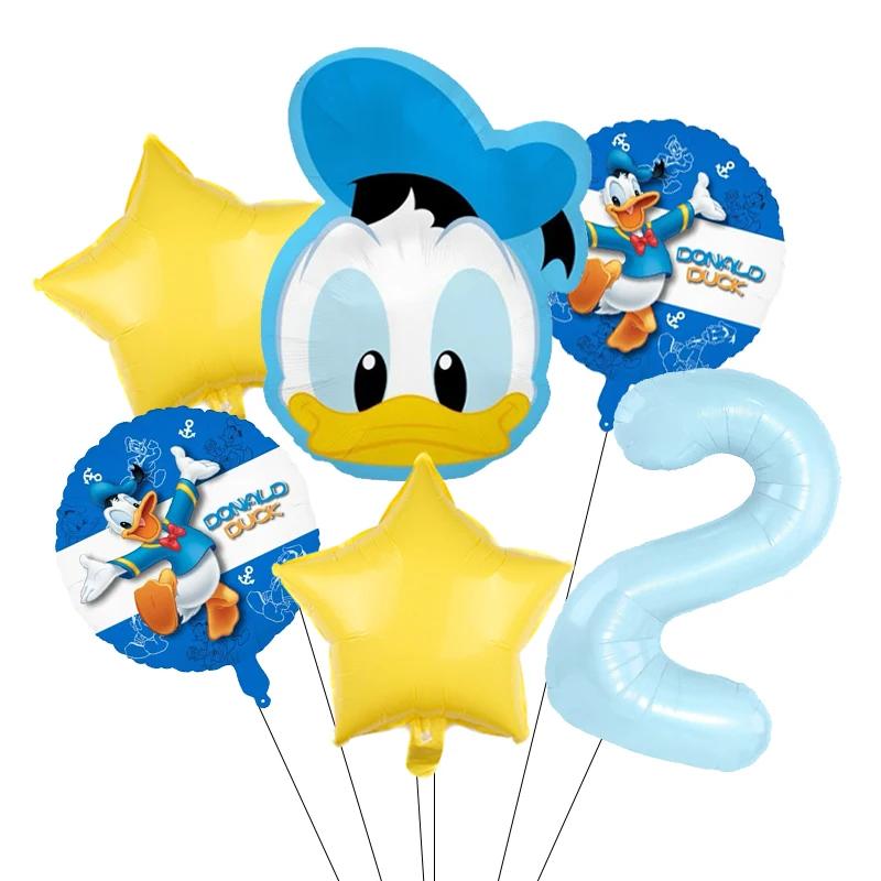 Cartoon Donald Number Duck Daisy Aluminum Film Balloon Set Spherical DIY Birthday Arrangement Party Decoration Balloons Kawaii