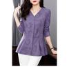 Autumn Tops New Women's Clothing Mom Fashionable Casual Jacket Purple Long-sleeved Shirt
