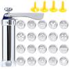 Cookies Mold Gun Baking Tools Aluminum Alloy Piping Nozzle 20 Pieces Solute Bean Squeezer Bag Set Baking