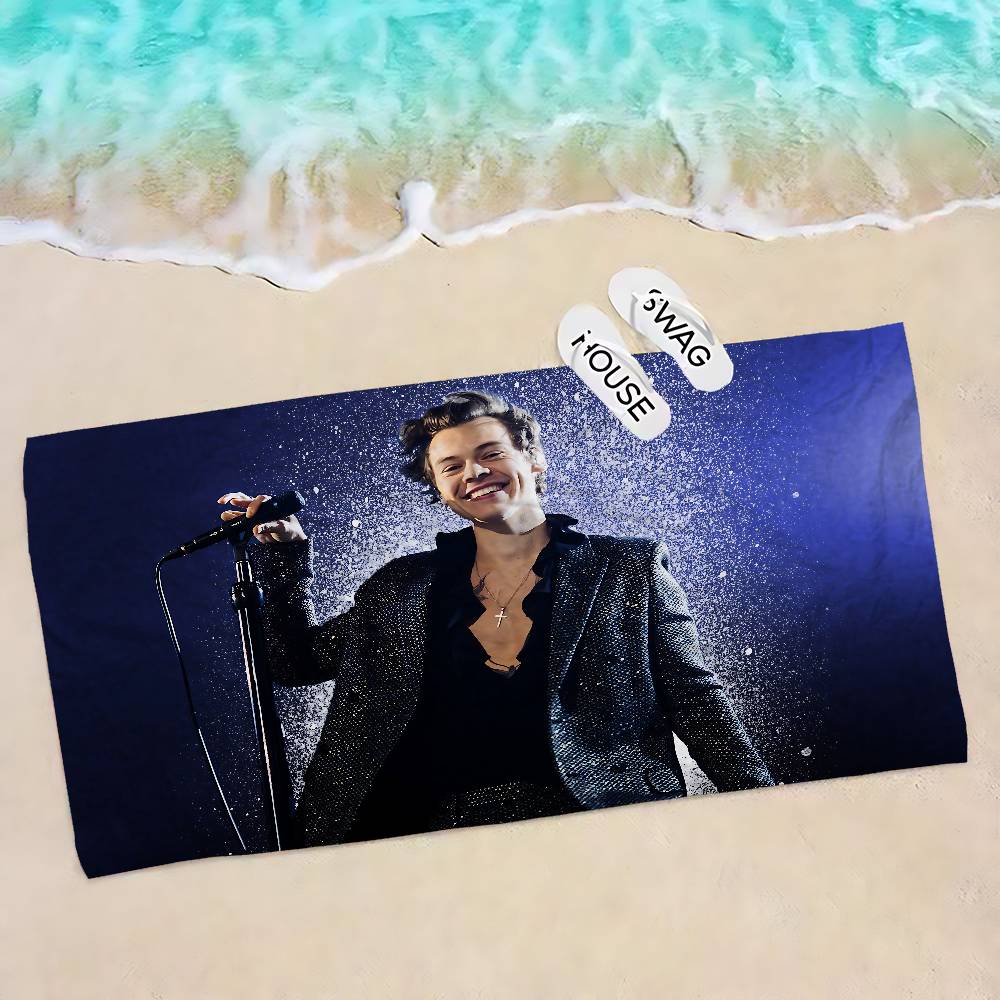 Ručník Singer H-Harry Styles Plážový ručník Barevné osušky pro dívky Mikrovlákno Rychleschnoucí Bez písku Pláž Joga Lázně Posilovna Bazén