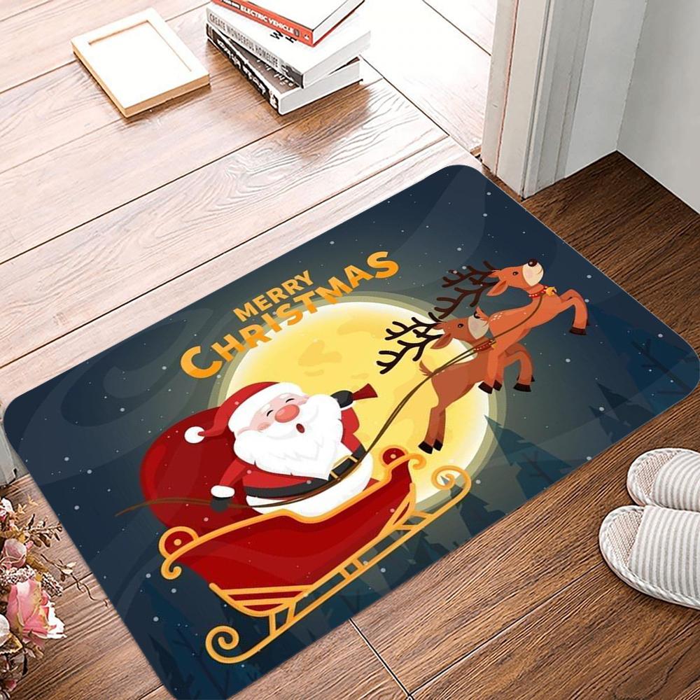 Christmas Door Mat Santa Claus Outdoor Carpet Merry Christmas Decorations for Home Welcome Mat Carpet for Entrance Door