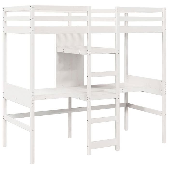 VidaXL Bunk Bed Frames Without Mattress White 75x190 Cm Solid Pine, Loft Bed Frame, Cabin Bed Frame, Frame 3308551