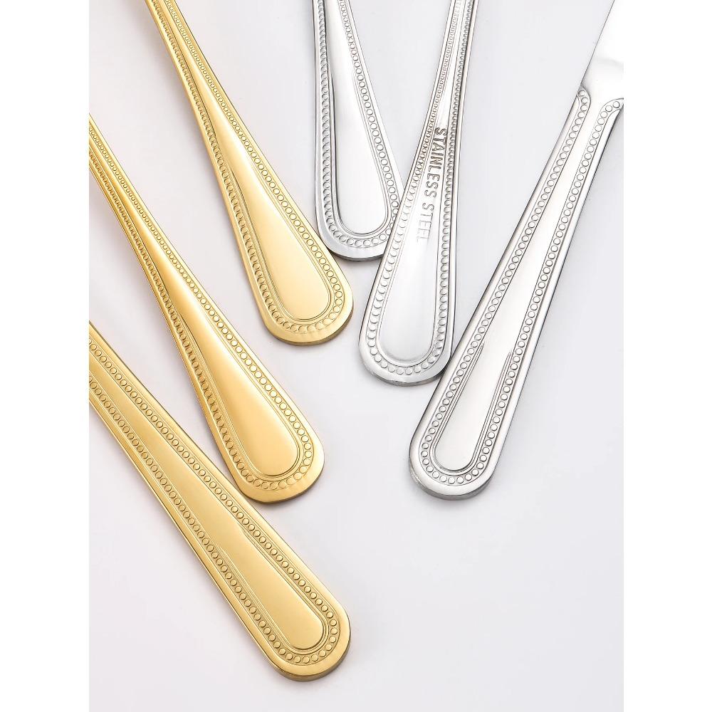 4/6/16/24/Stück Edelstahl goldfarbenes Besteck einschließlich Steakmesser, Gabel und Löffel, Familienhotelrestaurant westliches Geschirr