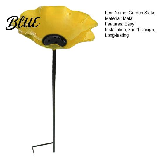 Backyard Bee Waterer Garden Metal Flower Stake Decorative Bird Bath Ground Insert Watering Pollinator Station Butterfly Drinking Bowl for Pollinators