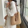 New Cotton Thread Tassel Straw Woven Bag, Hand Woven Bag, Large Capacity Single Shoulder Tote Women's Bag, Vacation Beach Bag