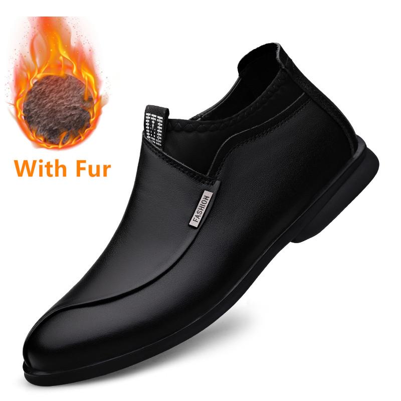 Fashion Genuine Leather Male Comfortable Motorcycle Boots High Quality Men High Top Casual Shoes 2024 New Men Winter Plush Snow Boots