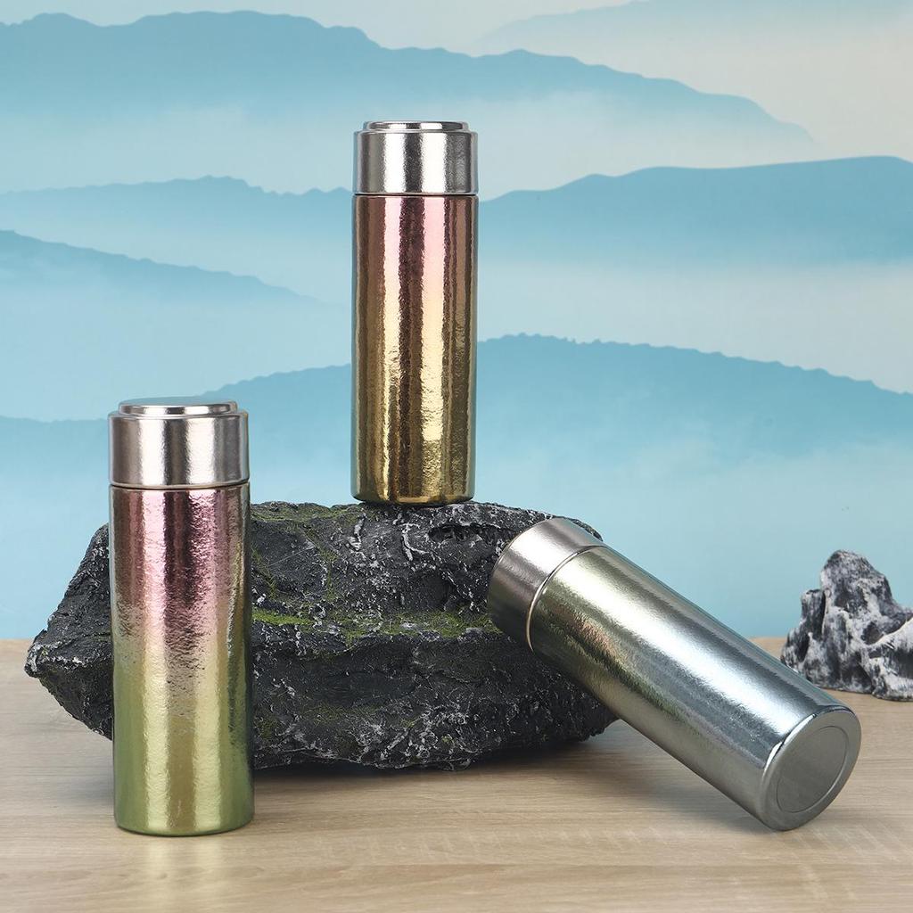 Pure Titanium Double-Layer Insulated Tea Cup - Elegant High-End Business Gift