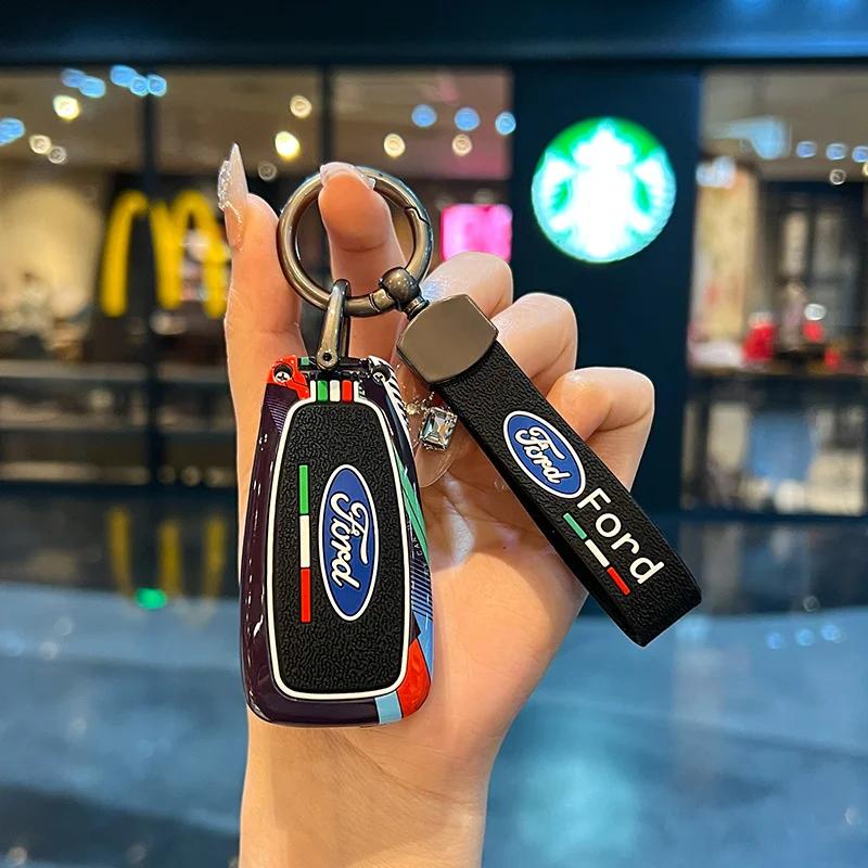 KLYD4 Car Key Case Fob Cover Holder Shell For Ford Ranger C-Max S-Max Focus Galaxy Mondeo Transit Tourneo Custom Keychain Accessories