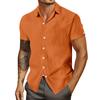 Men's Summer Solid Color Lapel Short-Sleeved Shirt Men's Casual Fashion Short-Sleeved Shirt