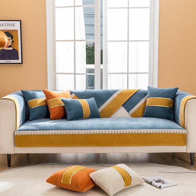 

Однотонный чехол для дивана для гостиной, синельный диван, подушка, чехол для дивана, универсальный нескользящий секционный чехол для дивана, разные размеры 1pc 45x45 pillowcase