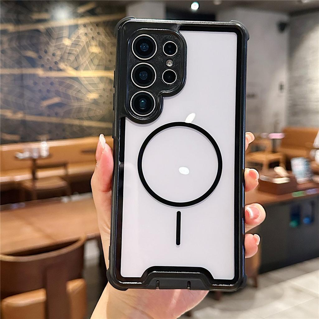 Ins Style Multicolored Four Corner Anti Drop Magnetic Ring Phone Case for Samsung S26Ultra Film PC Shockproof Cover